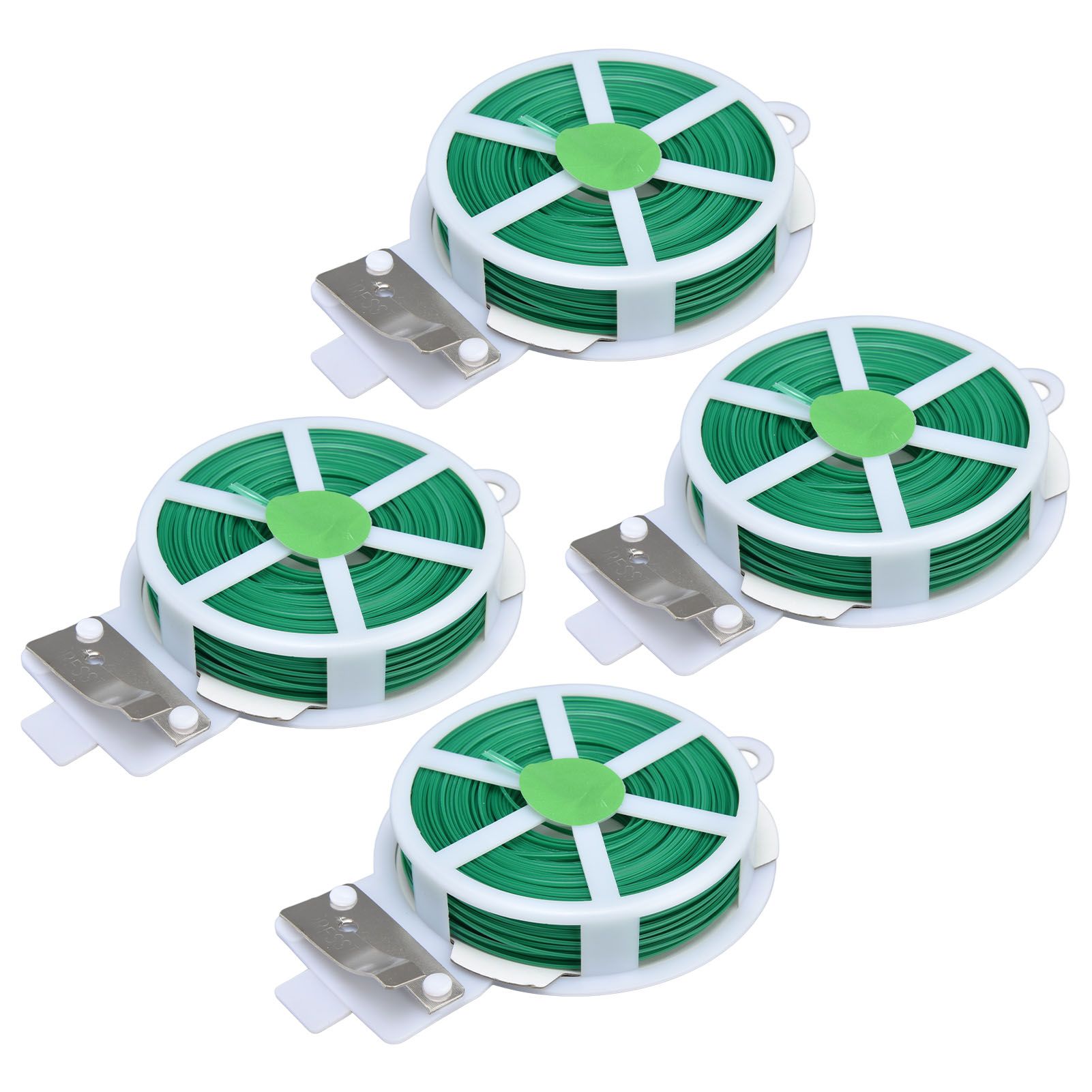 4pcs Plant Ties 50 Meters Green Twist Ties Wire with Built in Cutter for Garden Courtyard Indoor Plants Support Fixing — image 3