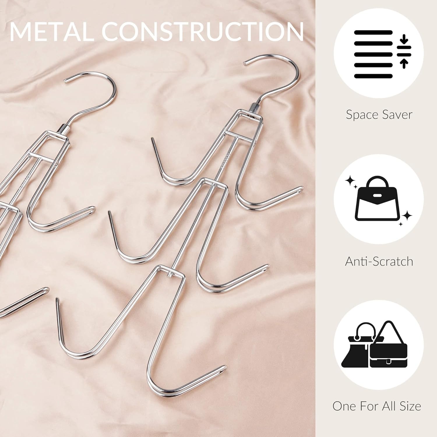 Purse Hanger Organizer for Closet, Hanging Bag Holder, Keeping Purses Visible and in Good Condition, Metal Handbag Storage Hook Backpack Rack Space Saving — image 4