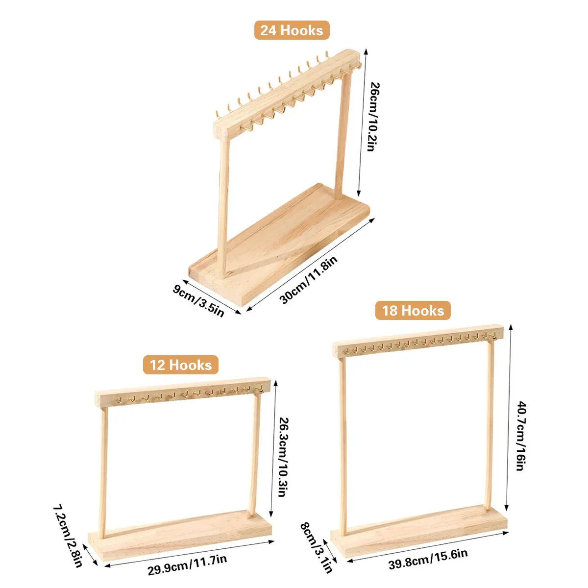 Solid Wood Necklace Jewelry Display Racks for Home Store Showcase Storage - 12 hooks — image 4
