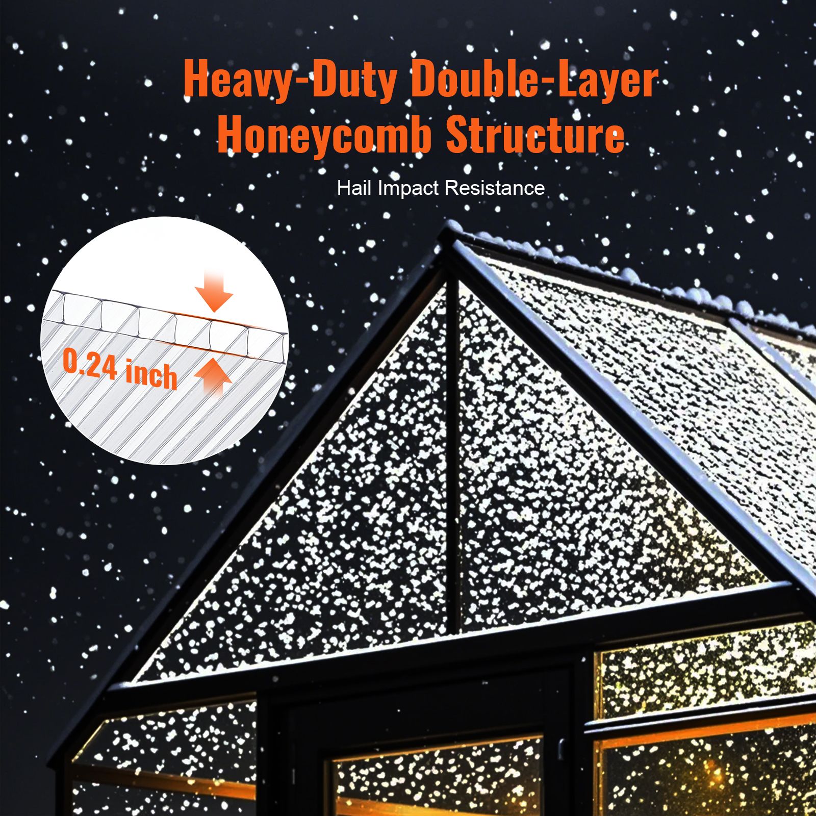 15 Pack Polycarbonate Greenhouse Panels, 2' X 4' X 0.24'' Roof Panels Sheets, Waterproof UV Protected Corrugated Plastic Roofing, Impact Resistance Clear — image 3