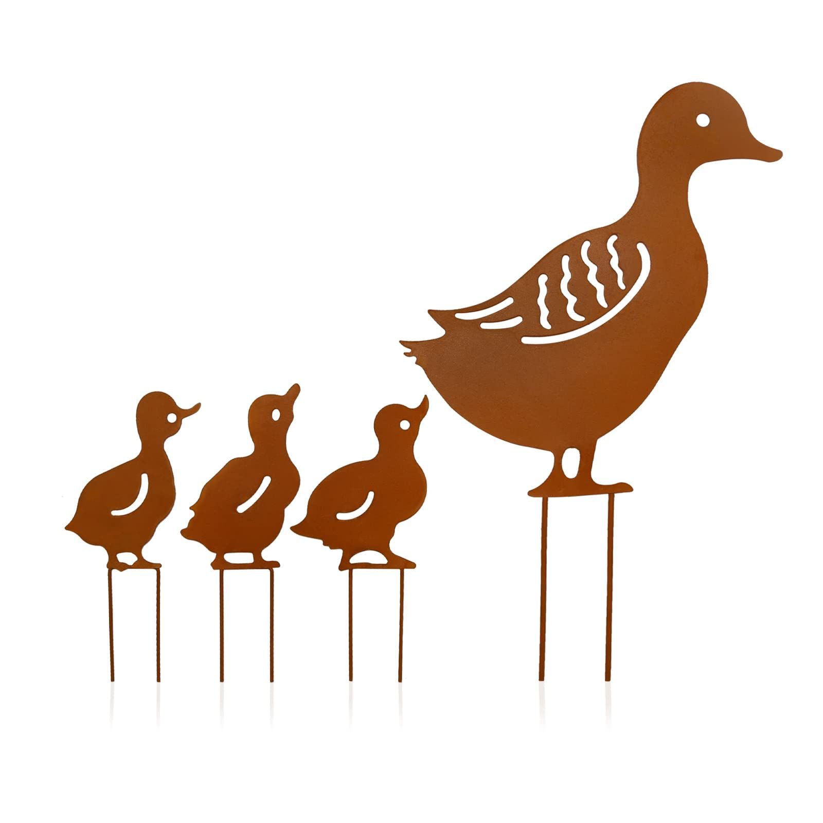 Duck Garden Statue Duck Statue Metal Lawn Ornaments Hollow Garden Decorations (Yellow) sturdy and duarble