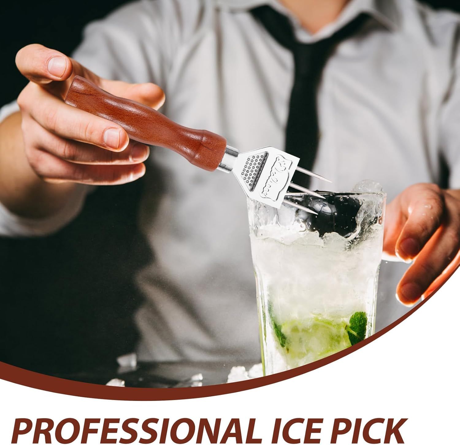 Ice Pick Stainless Steel with Safety Wooden Handle for Kitchen Tool, Bartender, Restaurant, Picnics, Camping, Japanese Style Ice Crushers for Home Use, Ideal — image 4