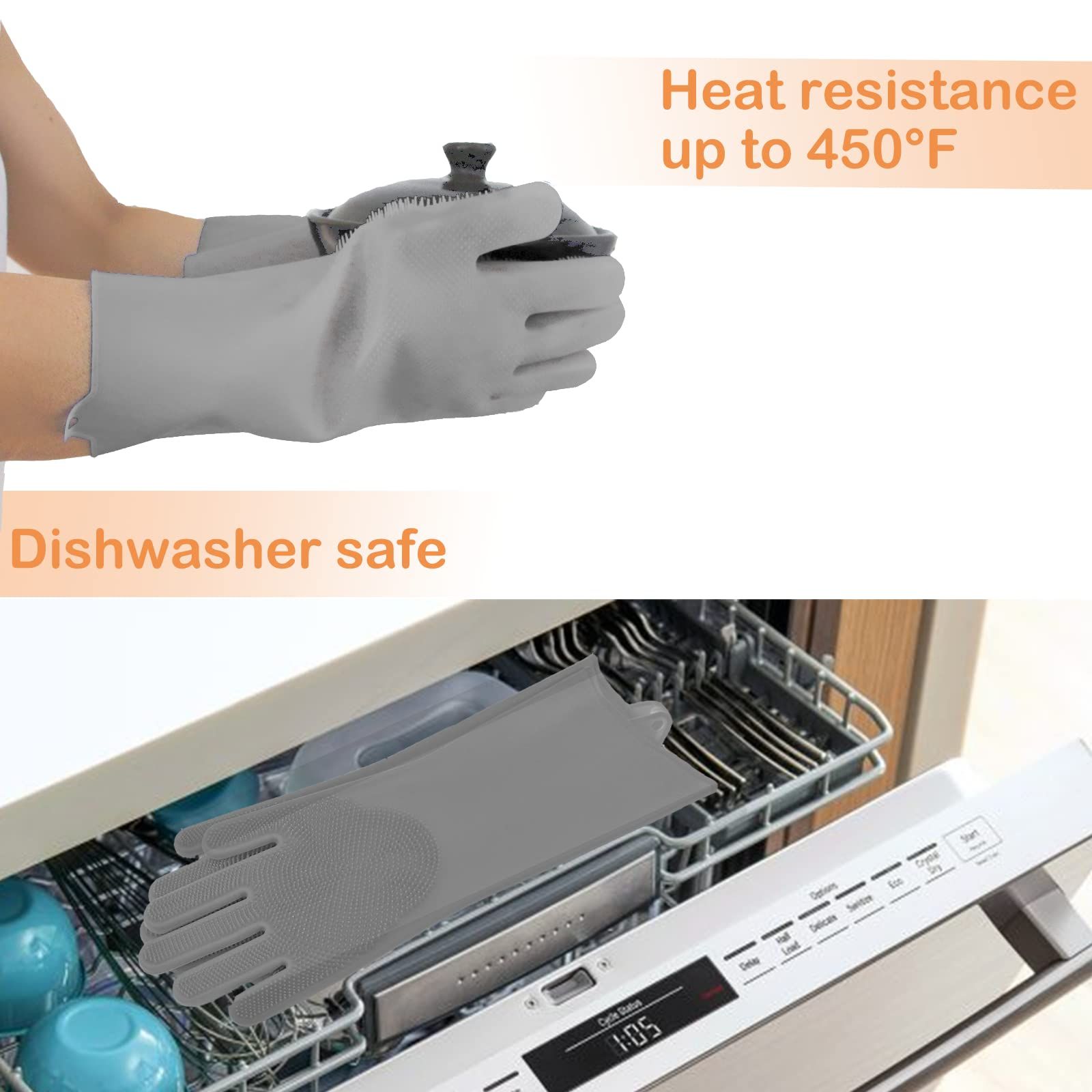High density dog shower gloves with teeth, heat-resistant silicone cat hair remover with enhanced five finger design โ image 5