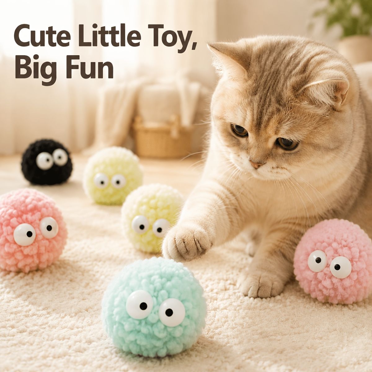 Cat Toys Fluffy Ball Toys Cat Interactive Toys Indoor Cat Toys Cat Boredom - Multi-color - Size 01 — image 5