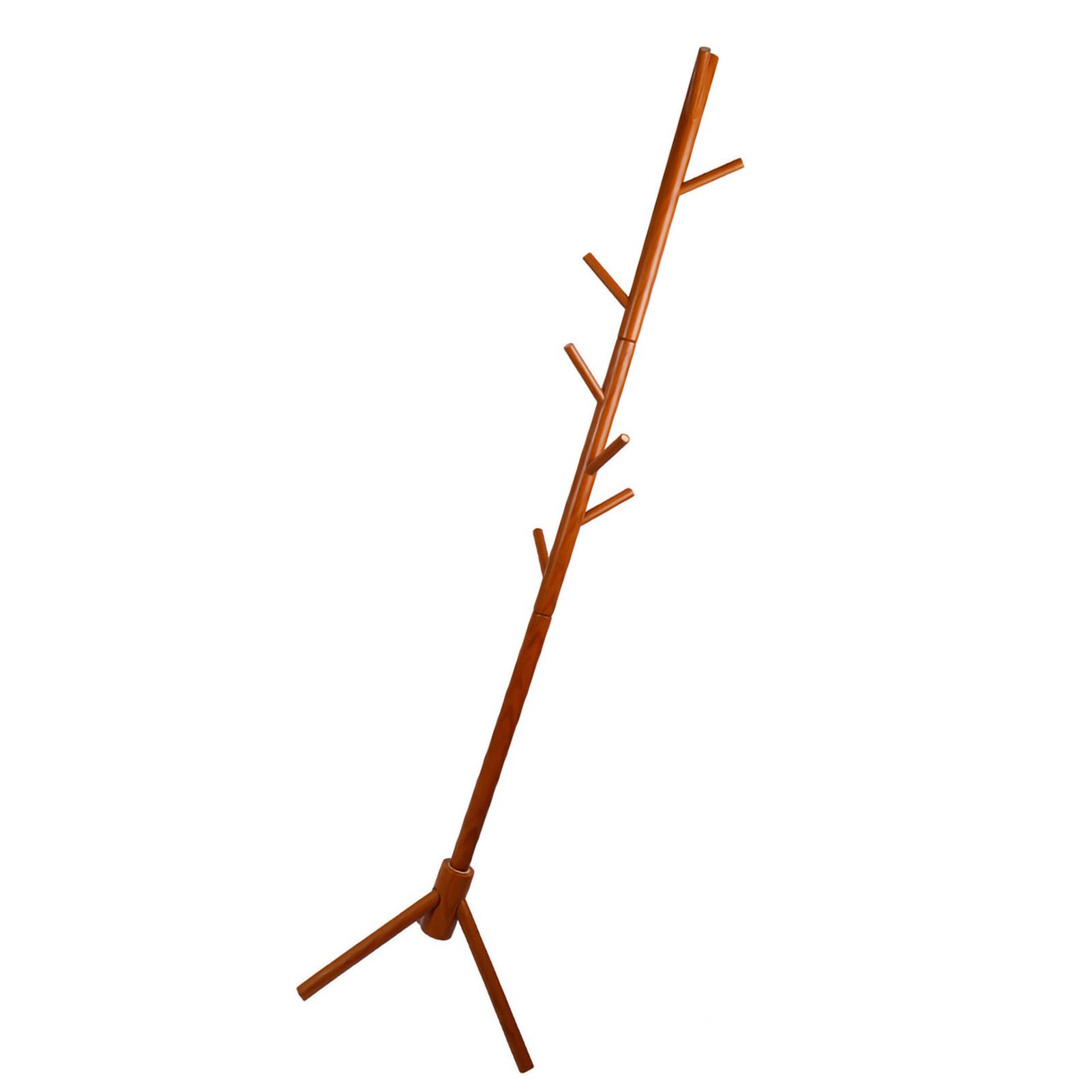 Clothes Tree Solid Wood Round Corner Simple Fashionable Beautiful Coat Hanger for Living Room Honey Color — image 4