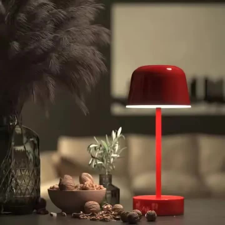 Red Modern Minimalist LED Table Lamp - Rechargeable Touch Control Desk Light โ image 6