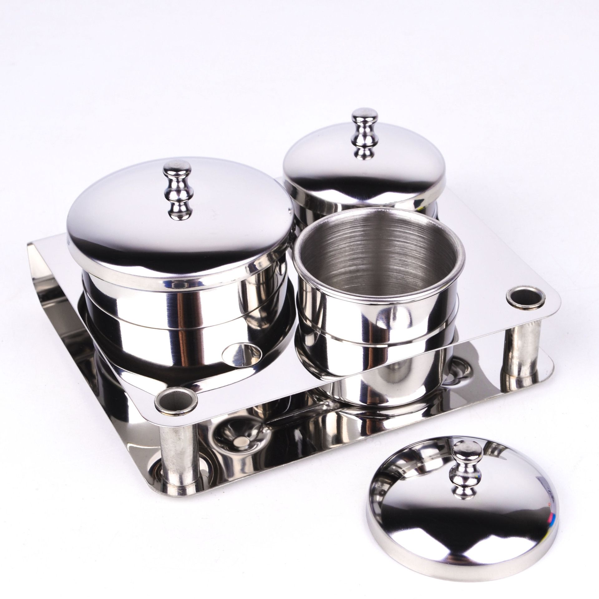 3 Pieces Nail Art Equipment Cup Bowls Stainless Steel Acrylic Liquid Powder Cup Stainless Steel Nail Powder Holder Container with Lids for Nail Art Tools — image 3