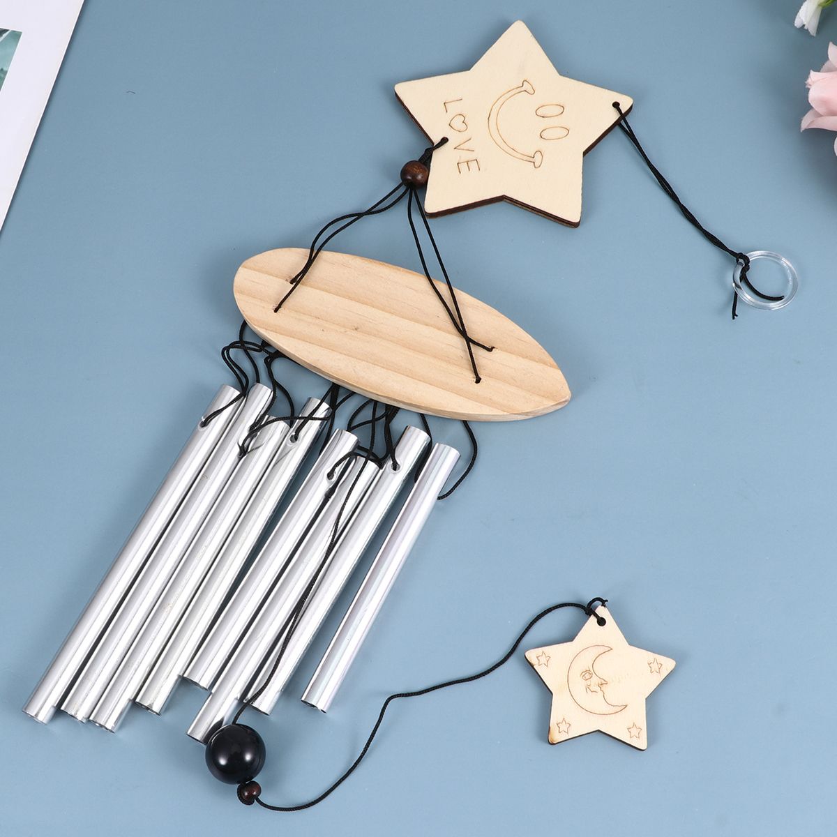 Metal Multi-Tube Solid Wood Wind Chime Lovely Outdoor Living Yard Garden Decorations Window Bells Wall Hanging Ornaments — image 4