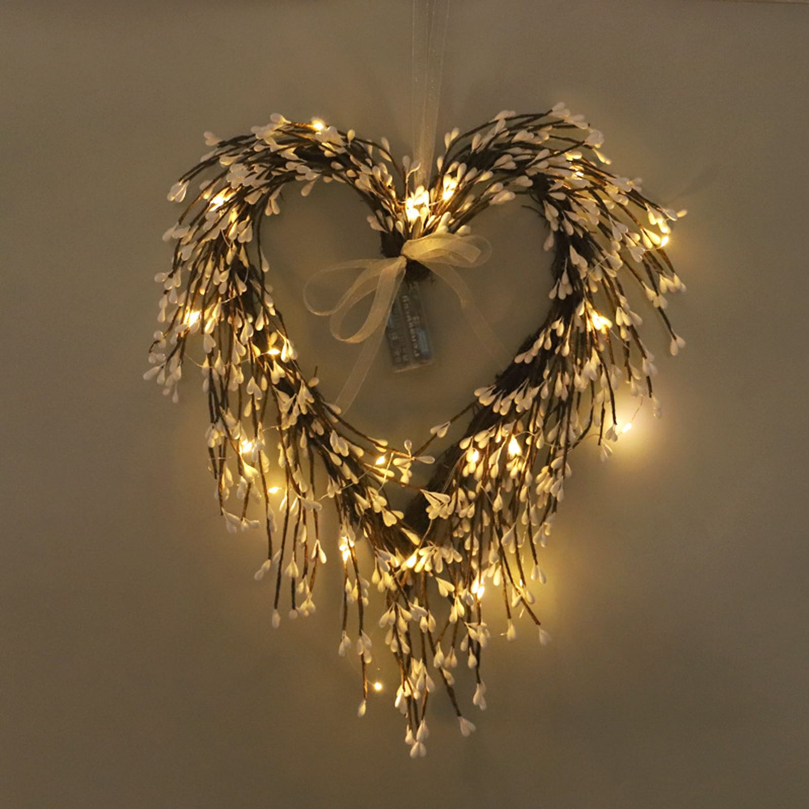 Heart Shaped Wreath Sprig Valentine's Day Wreath Wall Mounted Front Door Flower Wreath โ image 3