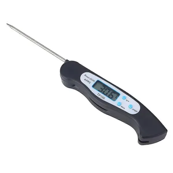 Digital Meat Thermometer With Foldable Probe LCD Display for Cooking Grilling Baking Milk Bath Water Black — image 2