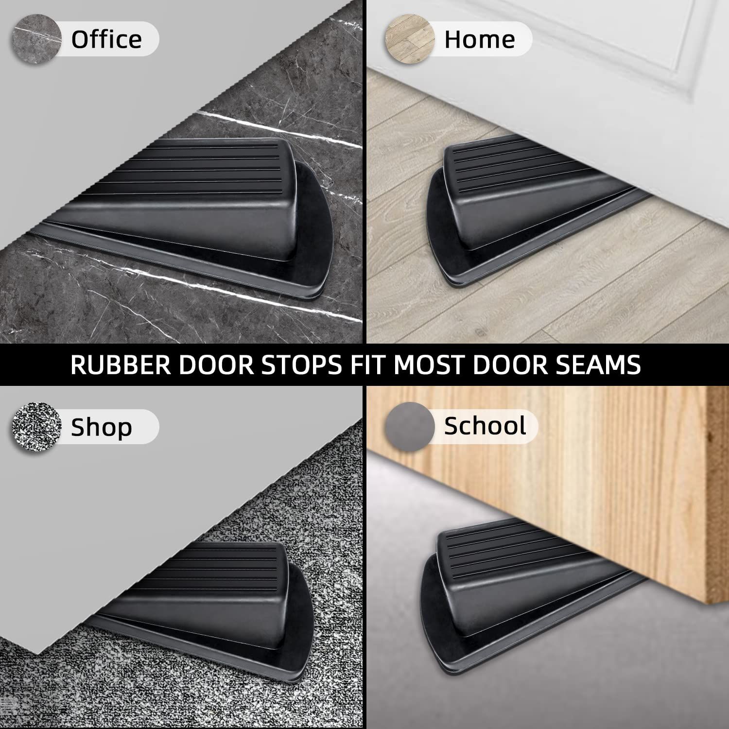 4PC Door Stoppers, Premium Rubber Stoppers Wedge, Stops for Carpet Heavy Duty Door, Bottom of on Tile, Concrete, Carpet โ image 5