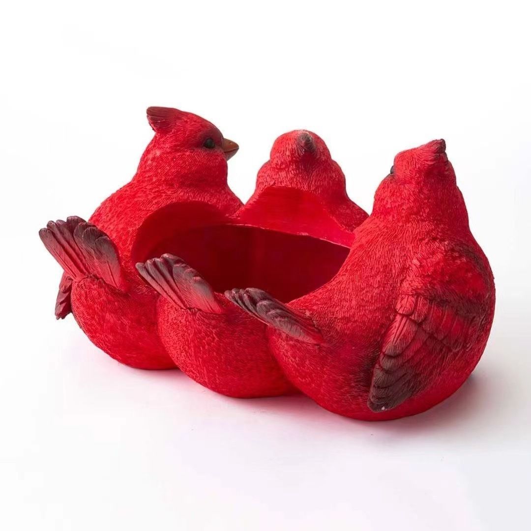Indoor/Outdoor Red Birds Decorative Resin Planter for Flowers, Modern Decorative Flower Pot Plant Container for Home Garden Plant — image 4