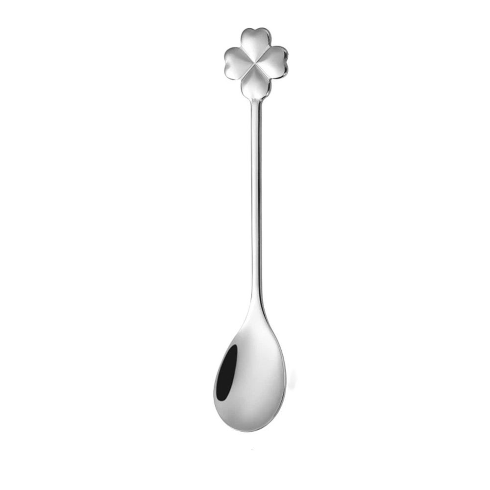 4-Piece Four Creative Leaf Tea Spoon Dessert Sugar Spoon, Ice Cream Spoon Stirring Milkshake Spoon Set for Tableware Kitchen