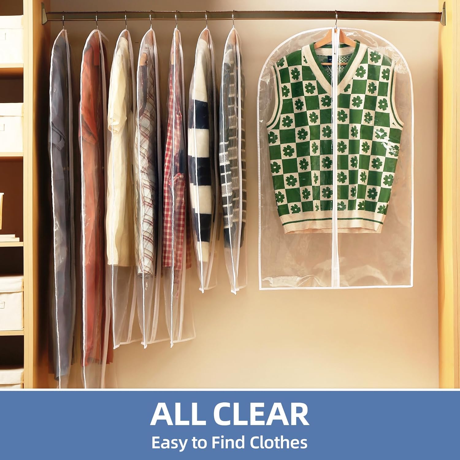 40" All Clear Garment Bags for Hanging Clothes, 12 Packs Suit Bags for Closet Storage, Plastic Waterproof Suit Cover Bags with Zipper for Coats, Jackets — image 3