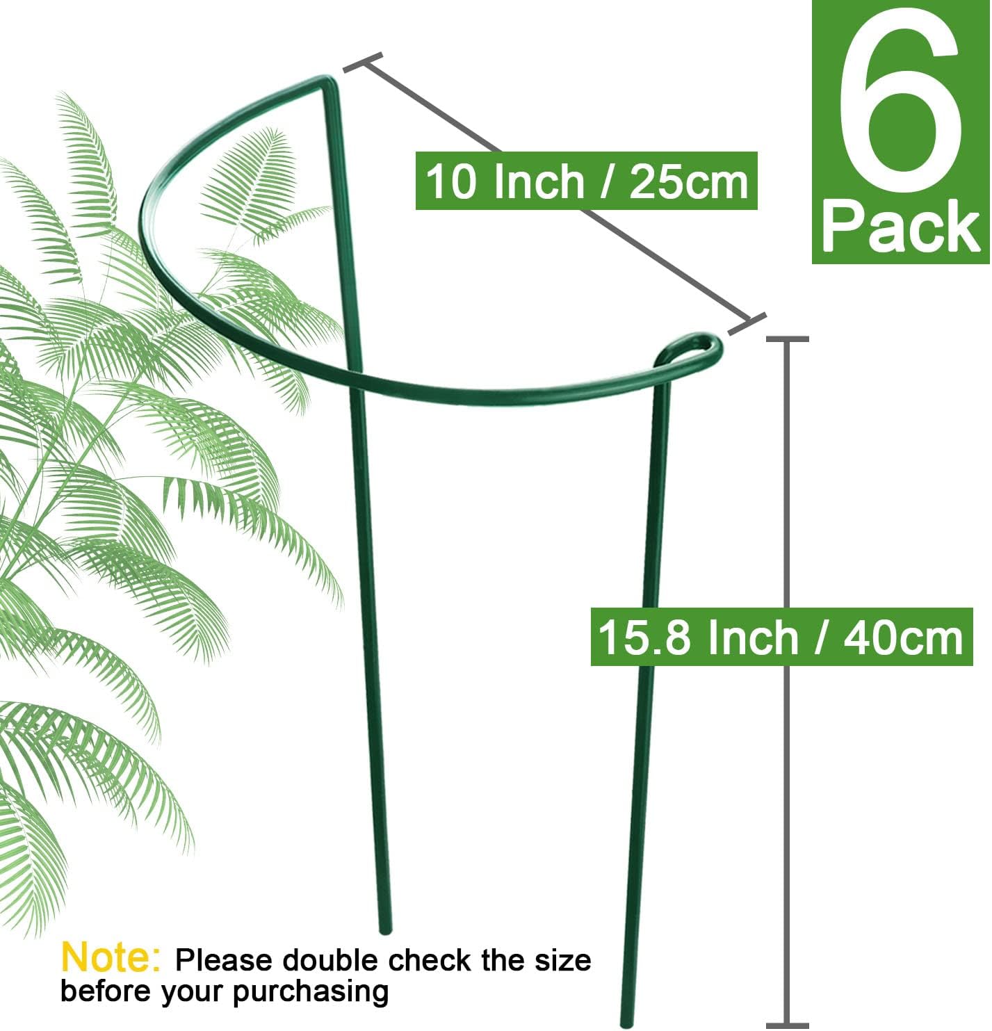 Plant Support Poles, 6-Pack Metal Peony Cages and Supports, Plant Support Cage for Garden Poles, Large Plant Support Ring for Outdoor and Indoor Use, Snake โ image 4