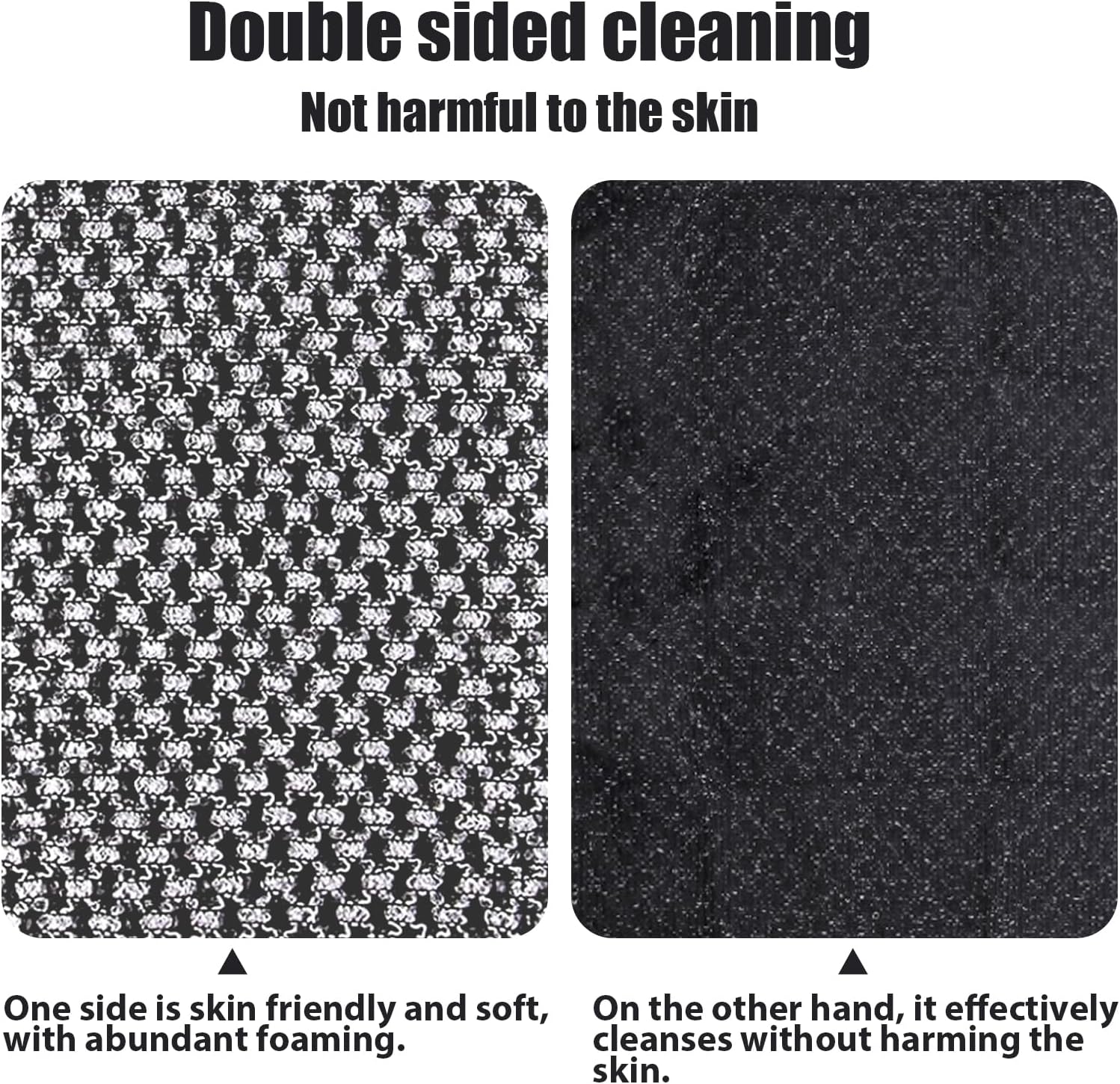 Extra Long Exfoliating Cloth, Deep Cleaning Exfoliating Towel, Reusable Exfoliating Body Scrubber (2 Pcs Black) — image 3