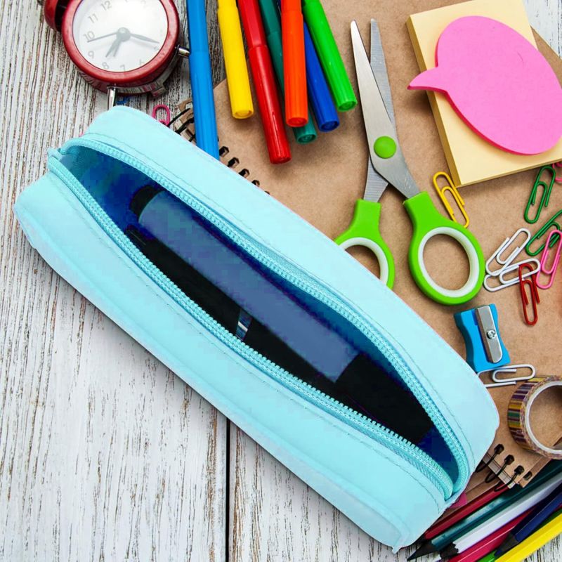 Large Soft Silicone Waterproof Pencil Case for School, Creative Gradient Color Pencil Case with Random Zipper — image 4