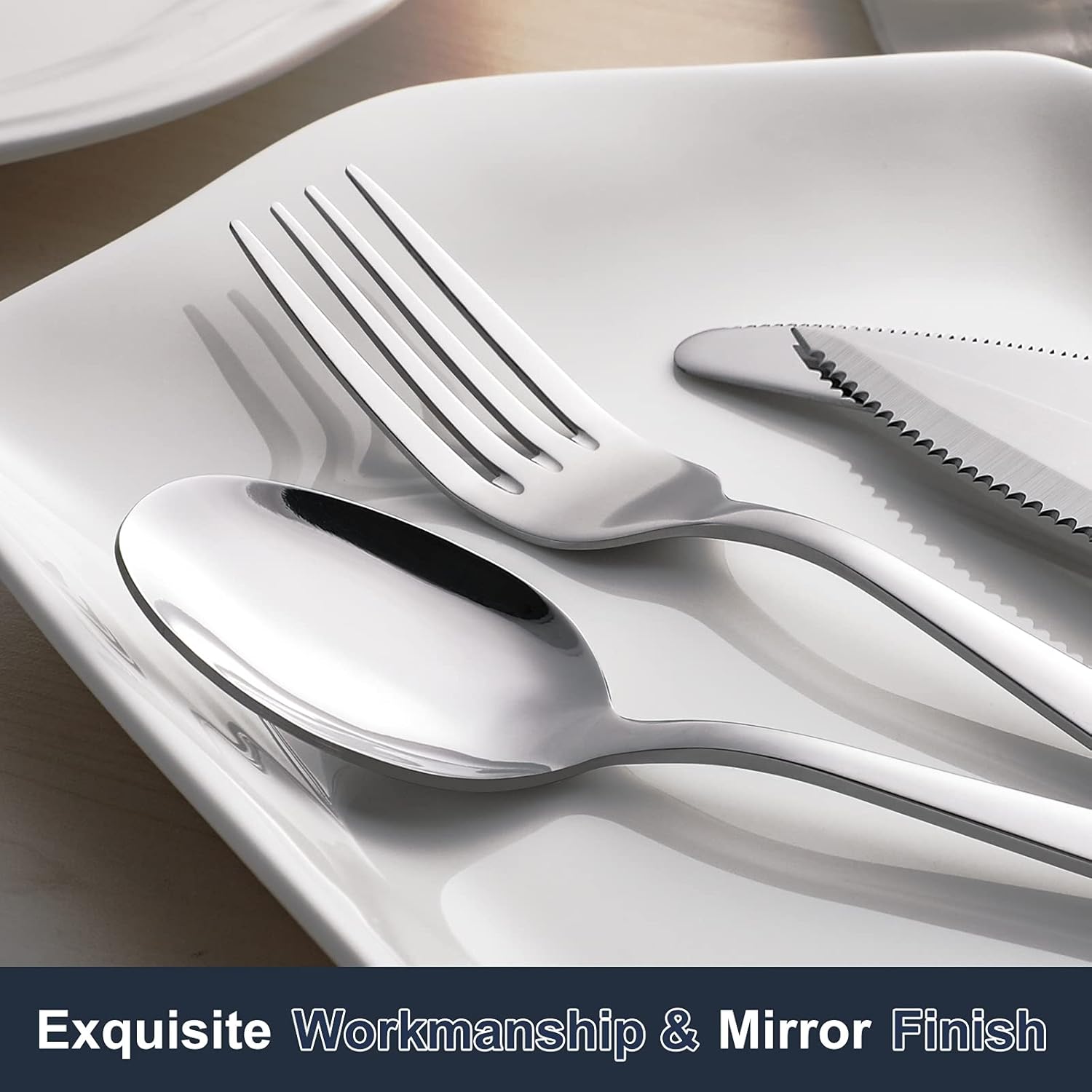 24-piece Forks and Spoons Silverware Set, Food Grade Stainless Steel Flatware Cutlery Set for Home, Kitchen and Restaurant, Mirror Polished, Dishwasher Safe — image 4