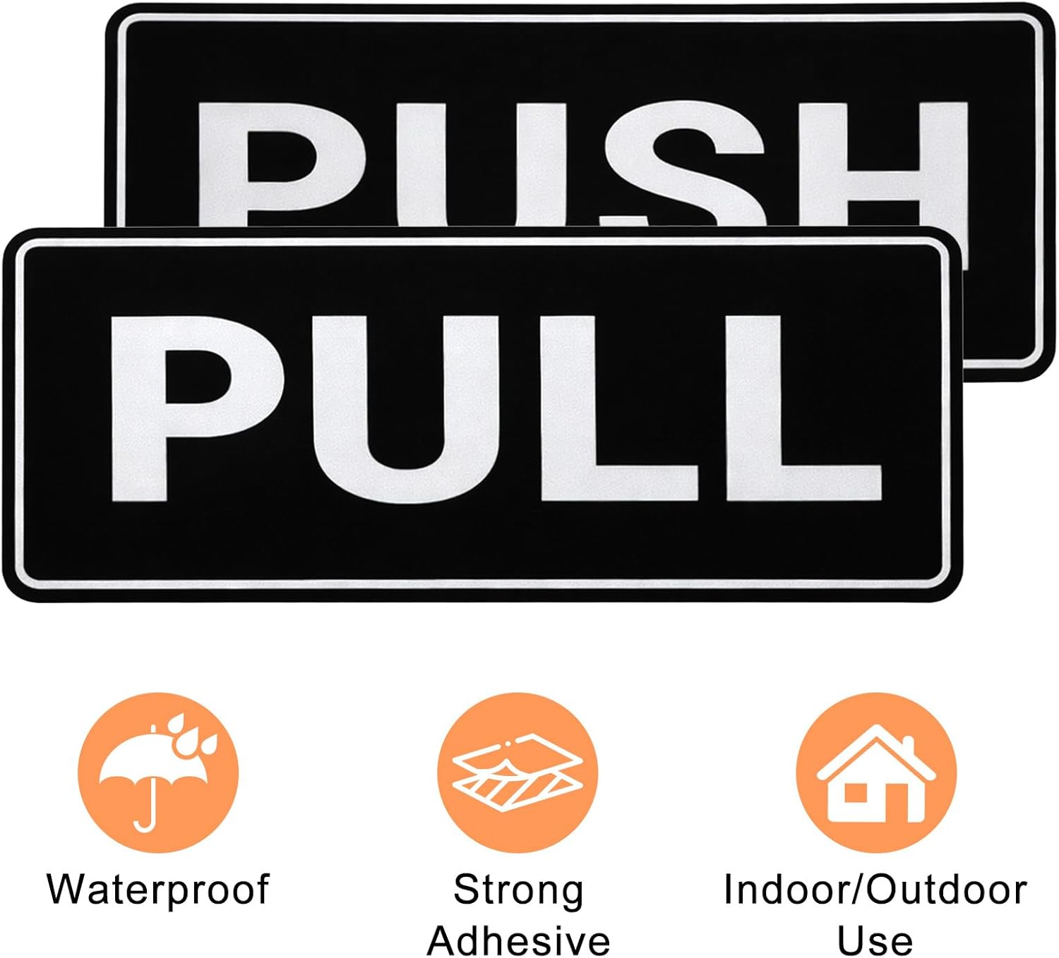 6Pack Push Pull Door Stickers,Adhesive Push and Pull Signs Stickers for Glass Doors and Other Side Doors in Business,Stores,Cafes,Shops - (2 × 5",Horizontal) — image 2