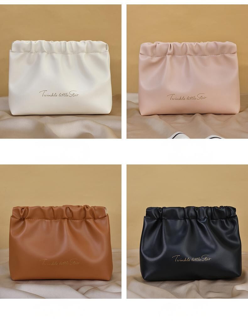Leather Cosmetic Bag Set, Big & Small "Twinkle Little Star" Makeup Organizer for Travel & Daily Use(pink) โ image 2