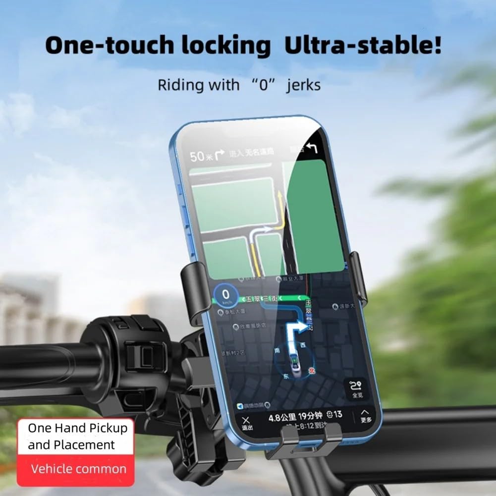 Universal Bicycle Phone Holder with Shock-Resistant Clamp and 360 Degree Rotation for Bikes, Scooters and Motorcycles, Black — image 4