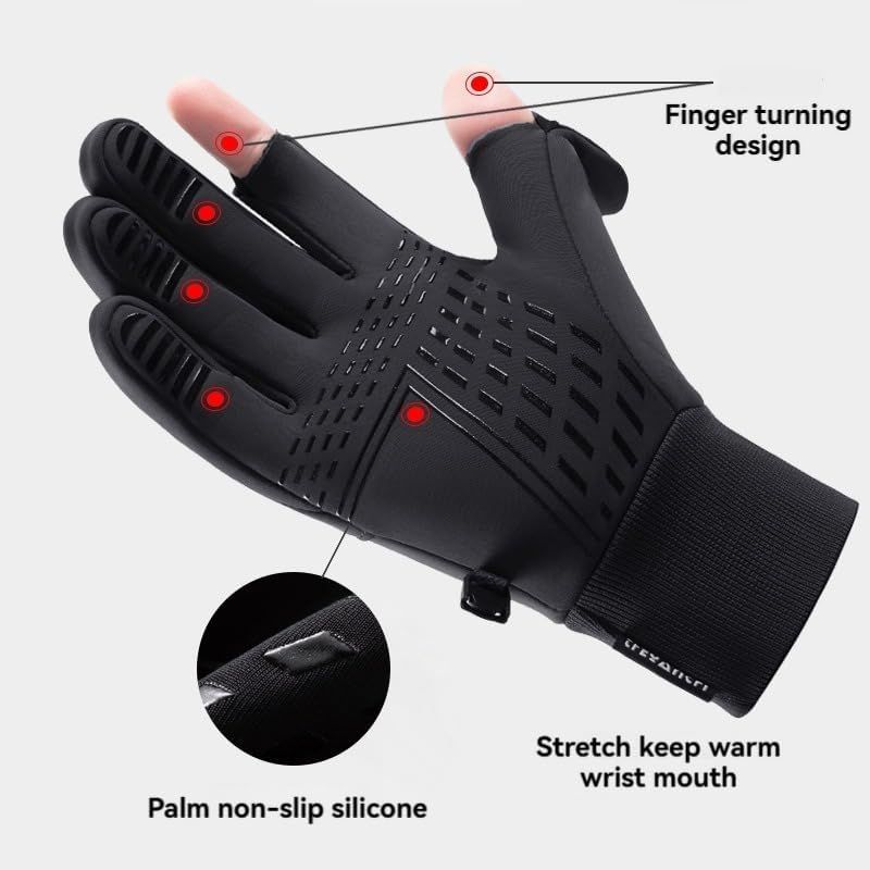 Winter Fingerless Fishing Gloves for Men & Women, Windproof Cold Weather Touchscreen Motorcycle Cycling Gloves for Photography — image 3