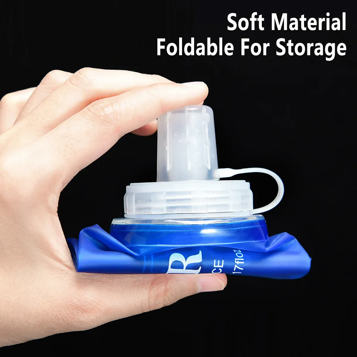 Sports Folding Soft Water Bottle Running Portable Outdoor Large Mouth Hydration — image 4