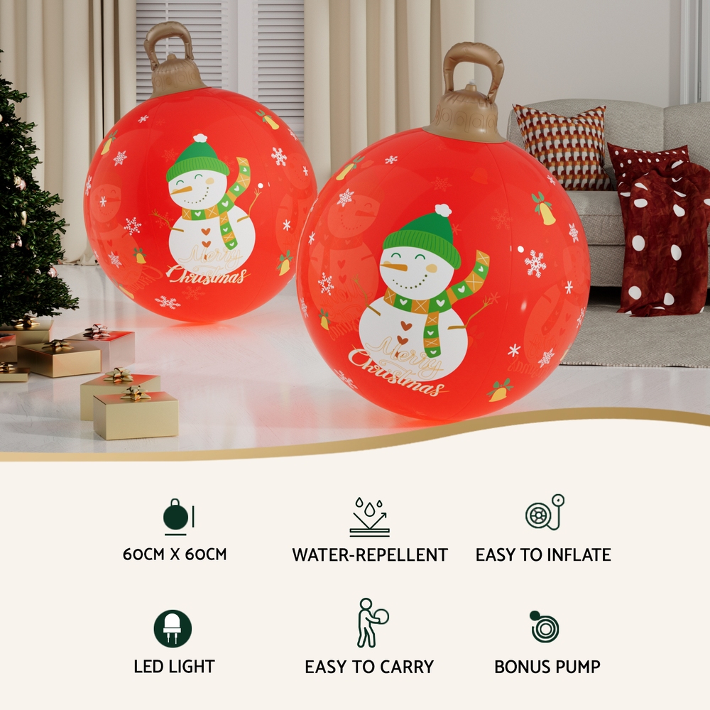 Jingle Jollys Christmas Inflatable Ball 60cm Illuminated Led Snowman Xmas Decor — image 4