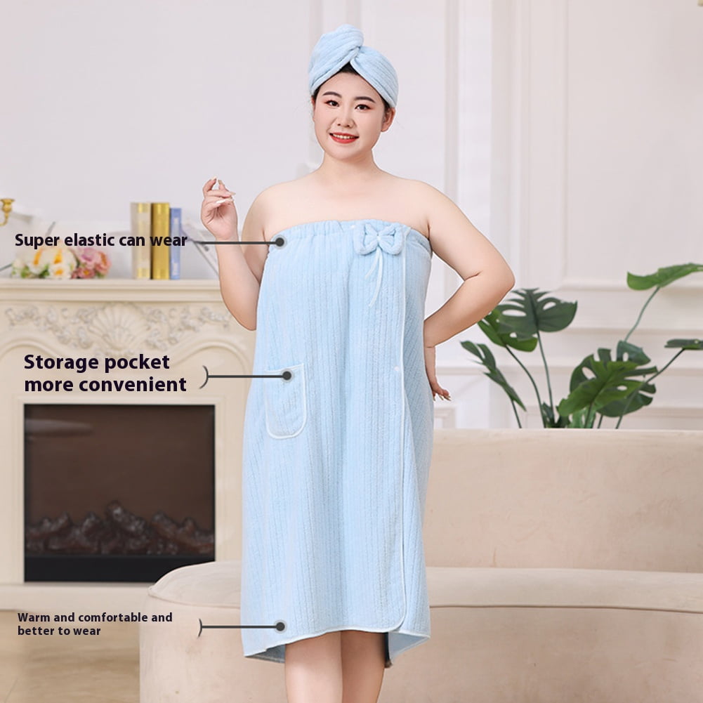 Bath Towel Wrap Women Plus Size - Adjustable Soft Microfiber Shower After Body Wraps with Hair Drying Towel Absorbent & Quick Drying for Gym Shower, Beach — image 2