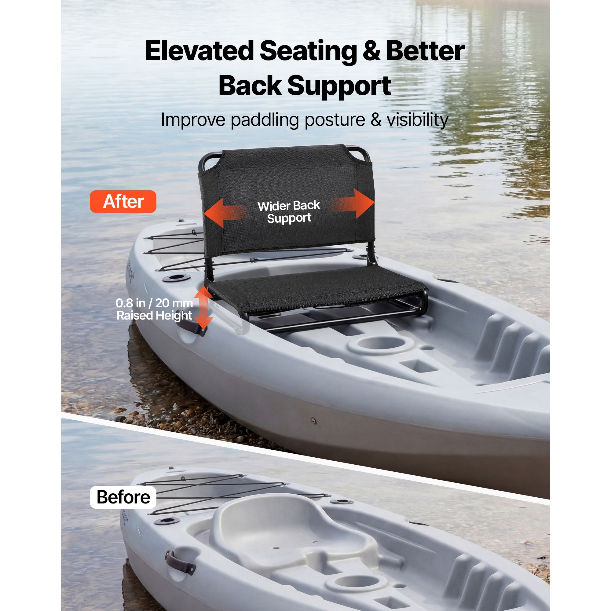 Kayak Seat, Folding Kayak Seat with Comfortable Back Support, Aluminum Alloy Frame & 600D Oxford Fabric, Easy Assembly for Paddling, Fishing and Recreational — image 3