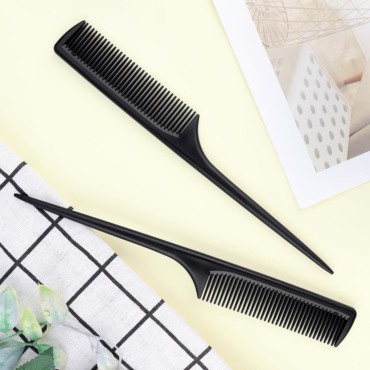 2 Pack Rat Tail Teasing Combs, Fine Tooth Hair Sectioning Combs for Root Lifting, Parting, Styling and Salon Use, Black โ image 5