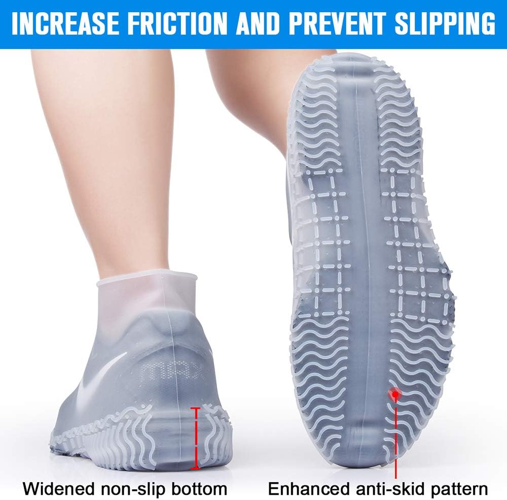 Silicone overshoes, waterproof shoe covers, reusable anti-slip suitable for rain, snow, rough beaches and narrow paths transparent L (39-42) โ image 4