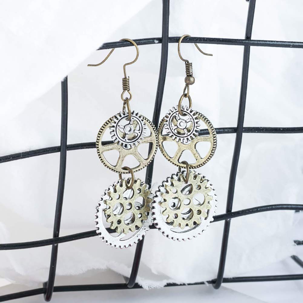 Handcrafted Steampunk Antique Look Brass-Tone Gear Earrings for Women Personalized Jewelry Gifts Wonderful gifts — image 4