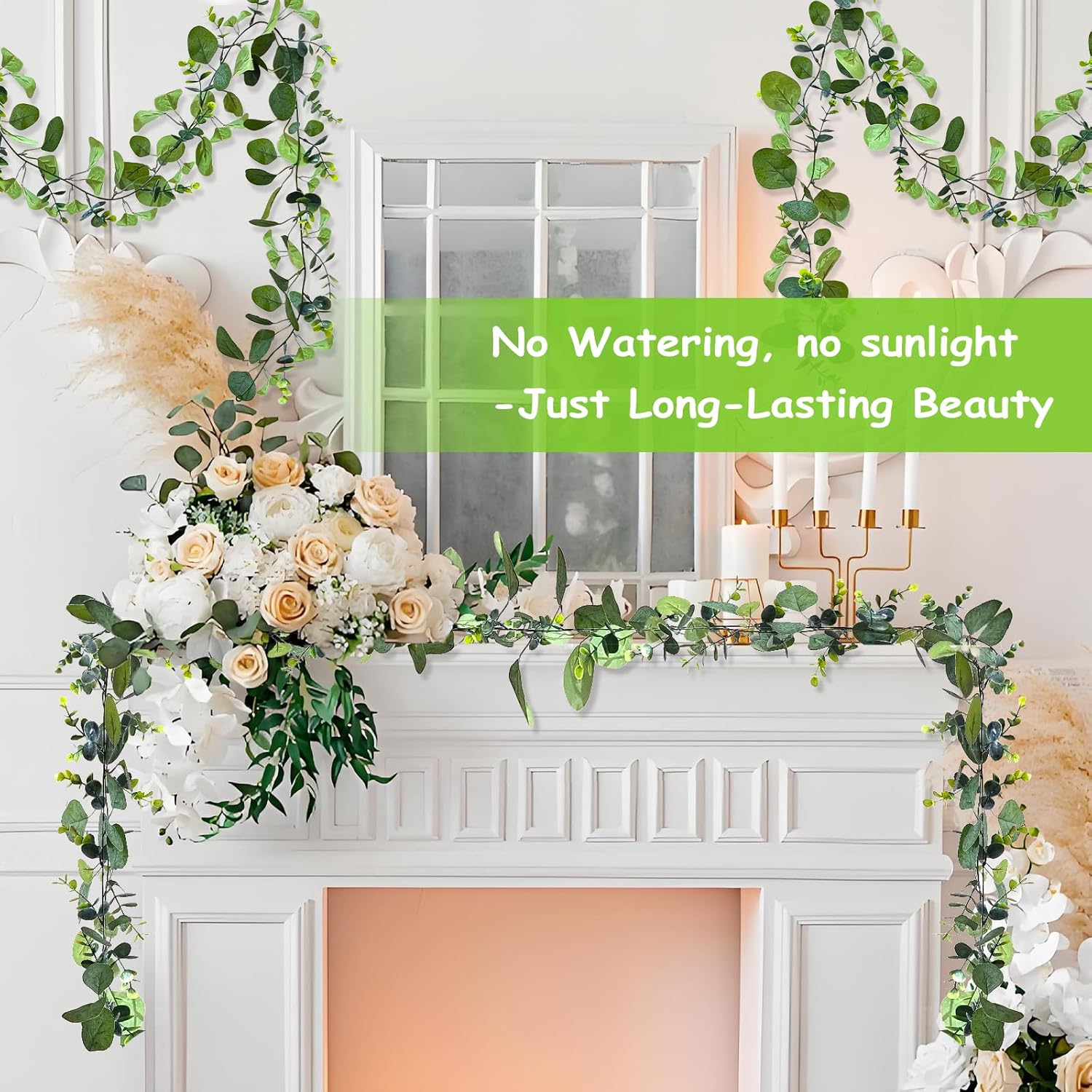 4 Pack Artificial Eucalyptus Garlands for Decoration, Artificial Greenery Garland Fake Vines for Bedroom and Wedding Decor, Artificial Plants with Ivy Vines — image 5
