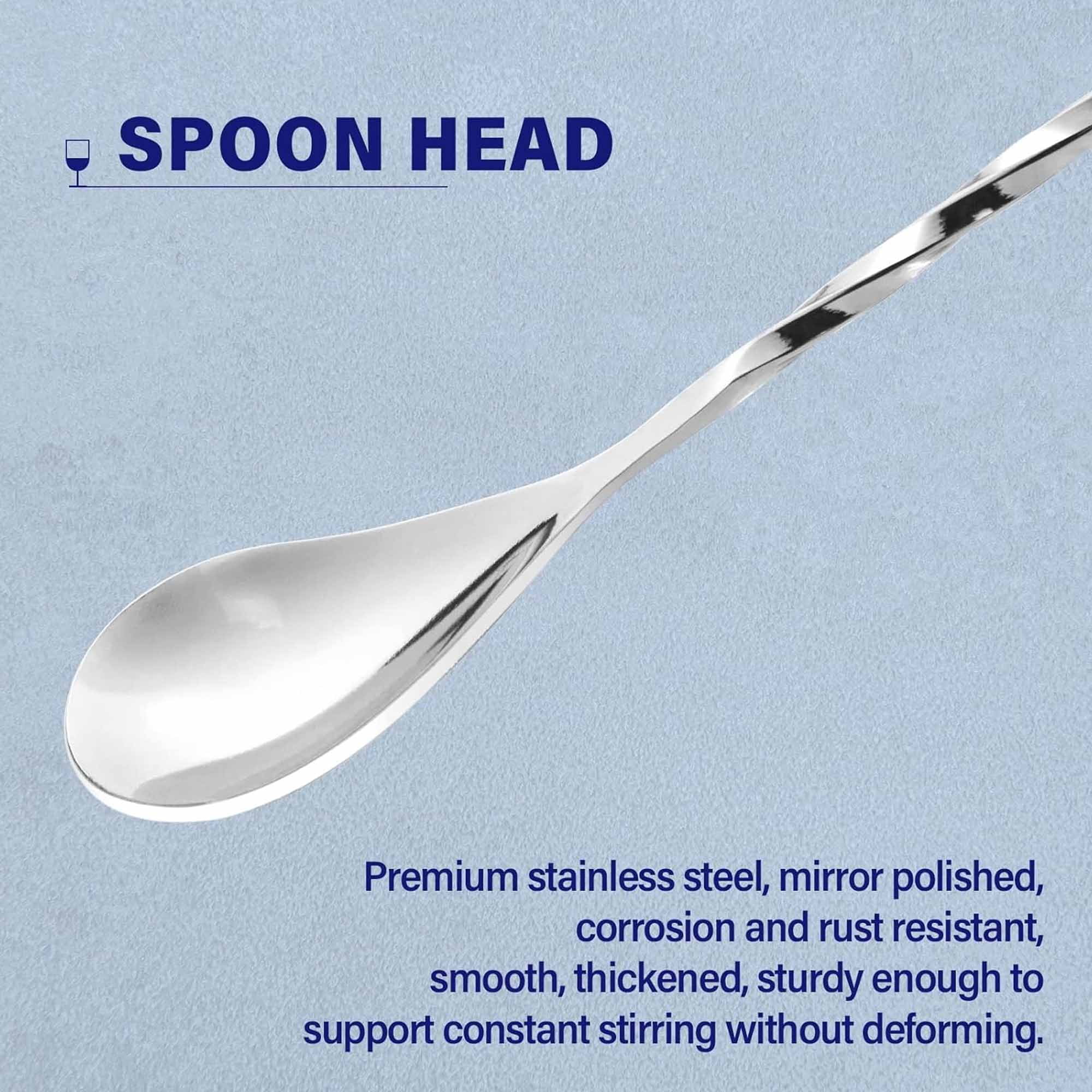 Bar Spoon Cocktail Mixing Stirrers for Drink, Stainless Steel 12 Inches Long Handle, Silver 4 Pieces ā image 3