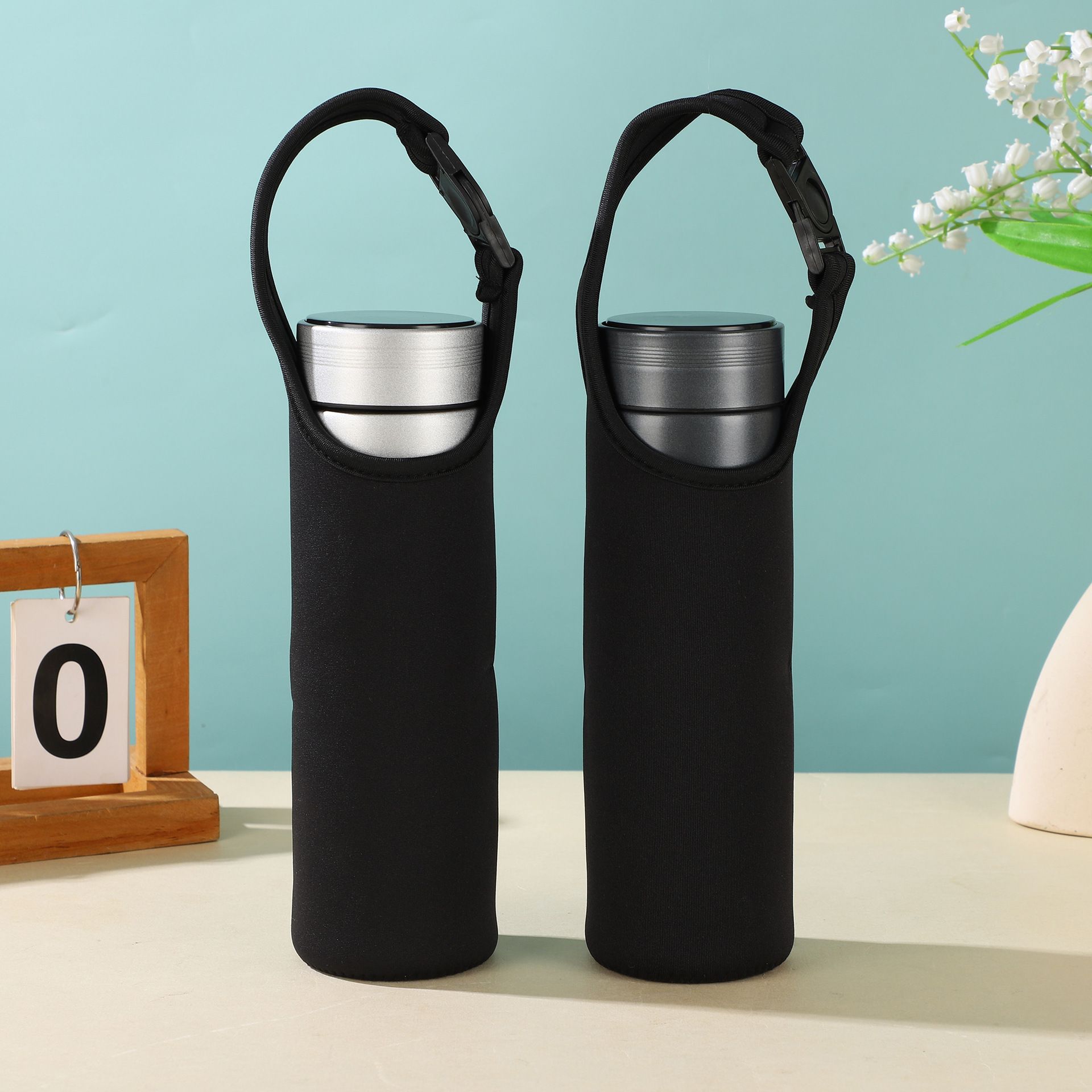 2pcs Tumbler Carrier Holder Water Bottle Handle Bag More Travel To-Go Cups Bottles (Black）Water Bottle Carrier Neoprene Sleeve Cup — image 2