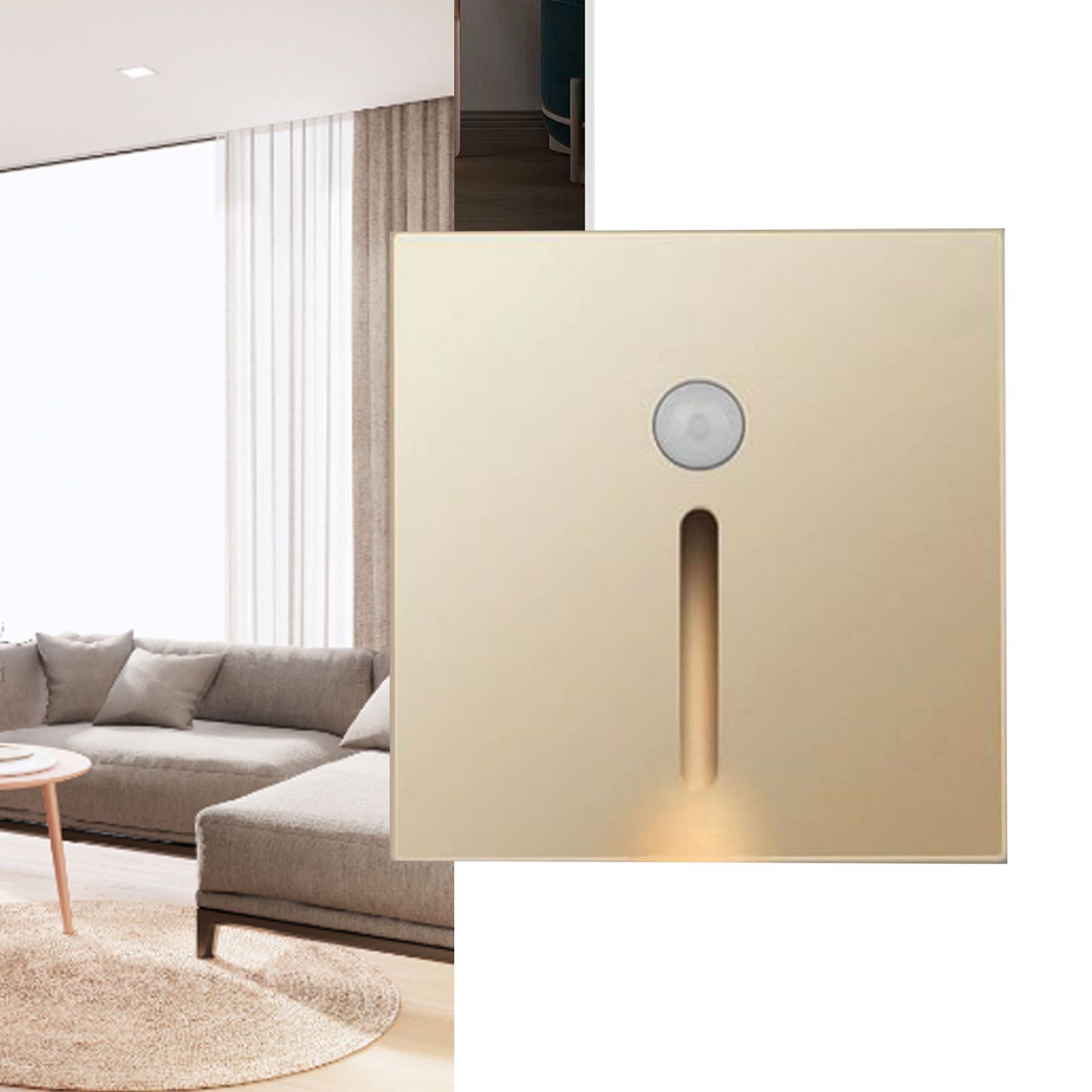 LED Motion Sensor Night Light ABS Small LED Induction Lamp for Bedside Corridor Hallway Gold โ image 6