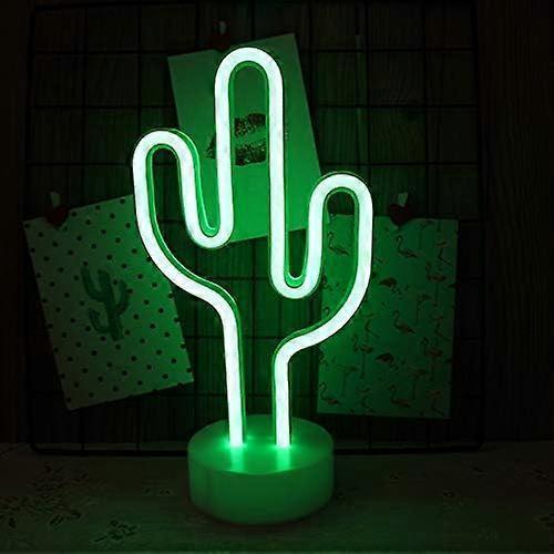 Cactus Neon Sign Night Light Lamp With Holder Base Decorative Marquee Signs Light Battery Operated Wall Decoration