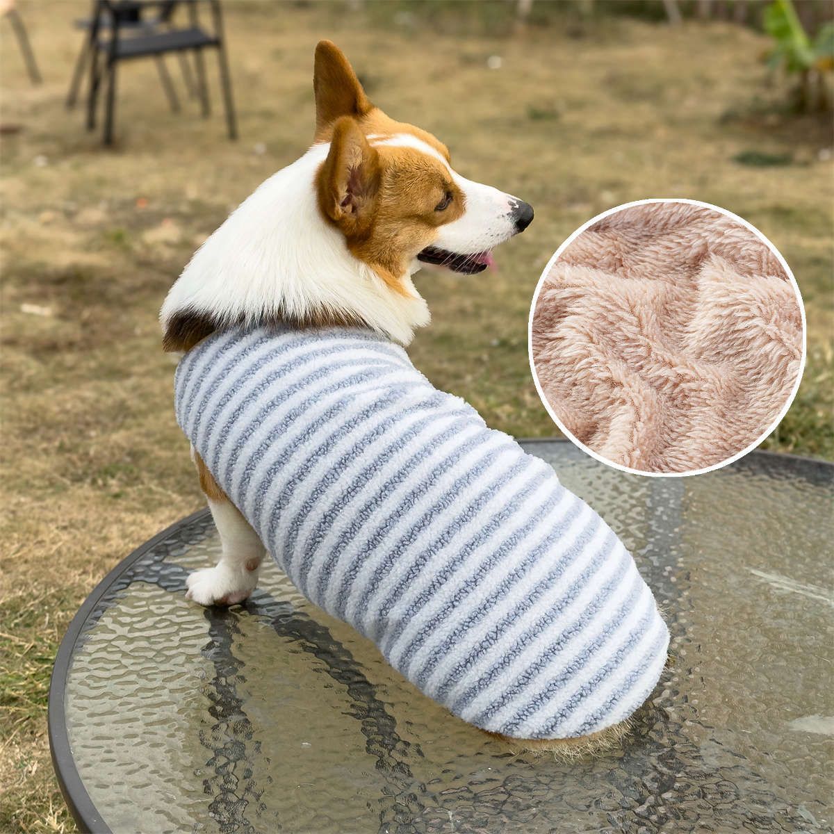 Pet Dog Vest Winter Warm Polyester Green [fleece lined & extra thick] M [recommendation 3-4kg ] — image 5