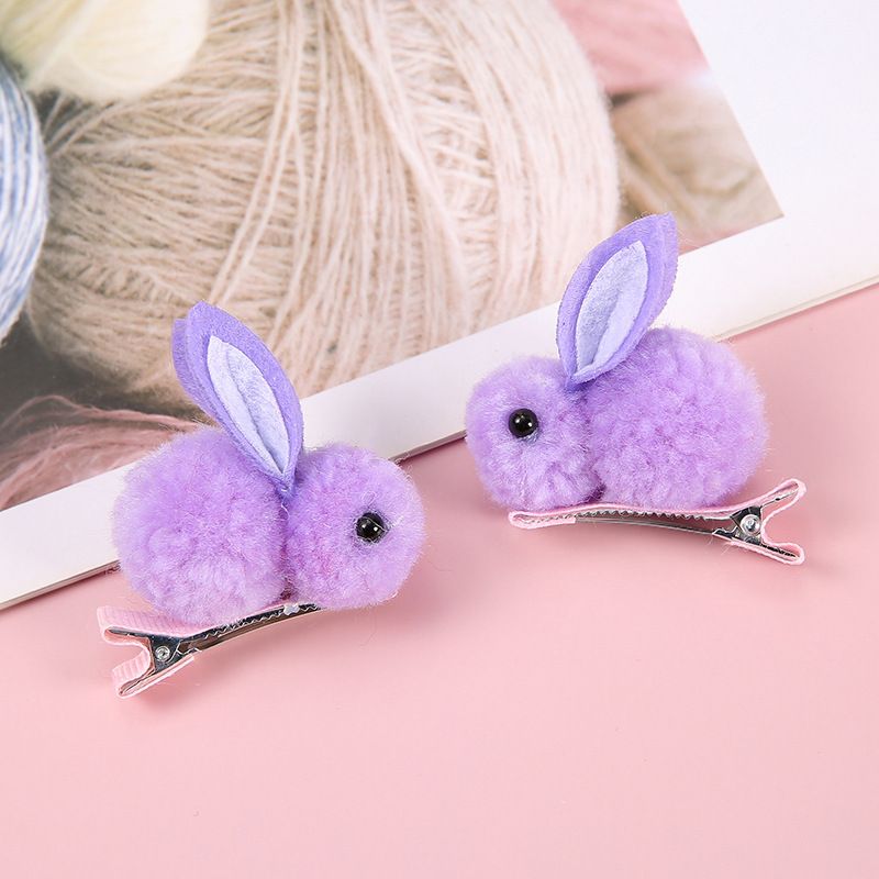 Cute cartoon rabbit hair clip three-dimensional soft plush rabbit hair clip suitable for fine hair to fix cute rabbit (5 pairs) — image 4