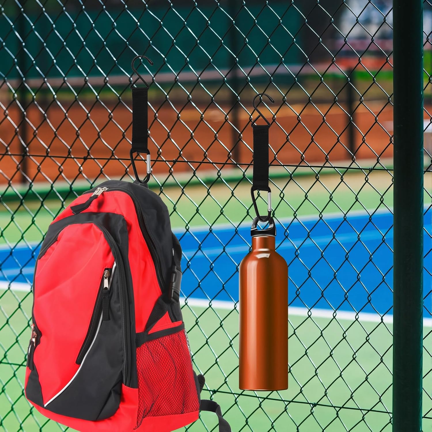 Carabiner Fence Hooks 3 Pcs Fence Hook for Tennis Baseball Bag, Nylon Safety Metal Buckle Hanging Hooks for Outdoor Sports Backpacks Water Bottles Camping โ image 3