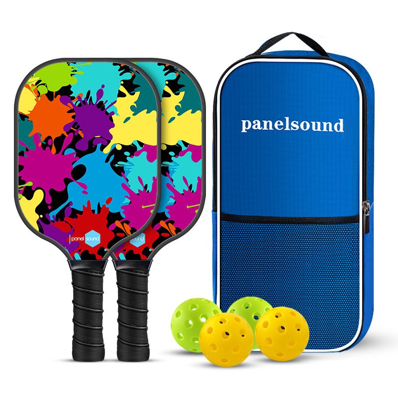 PS Series Colorful Textured Fiberglass Pickleball Paddles Set with 2 Rackets, 4 Balls and Portable Carry Bag for Indoor and Outdoor Use, PS-007