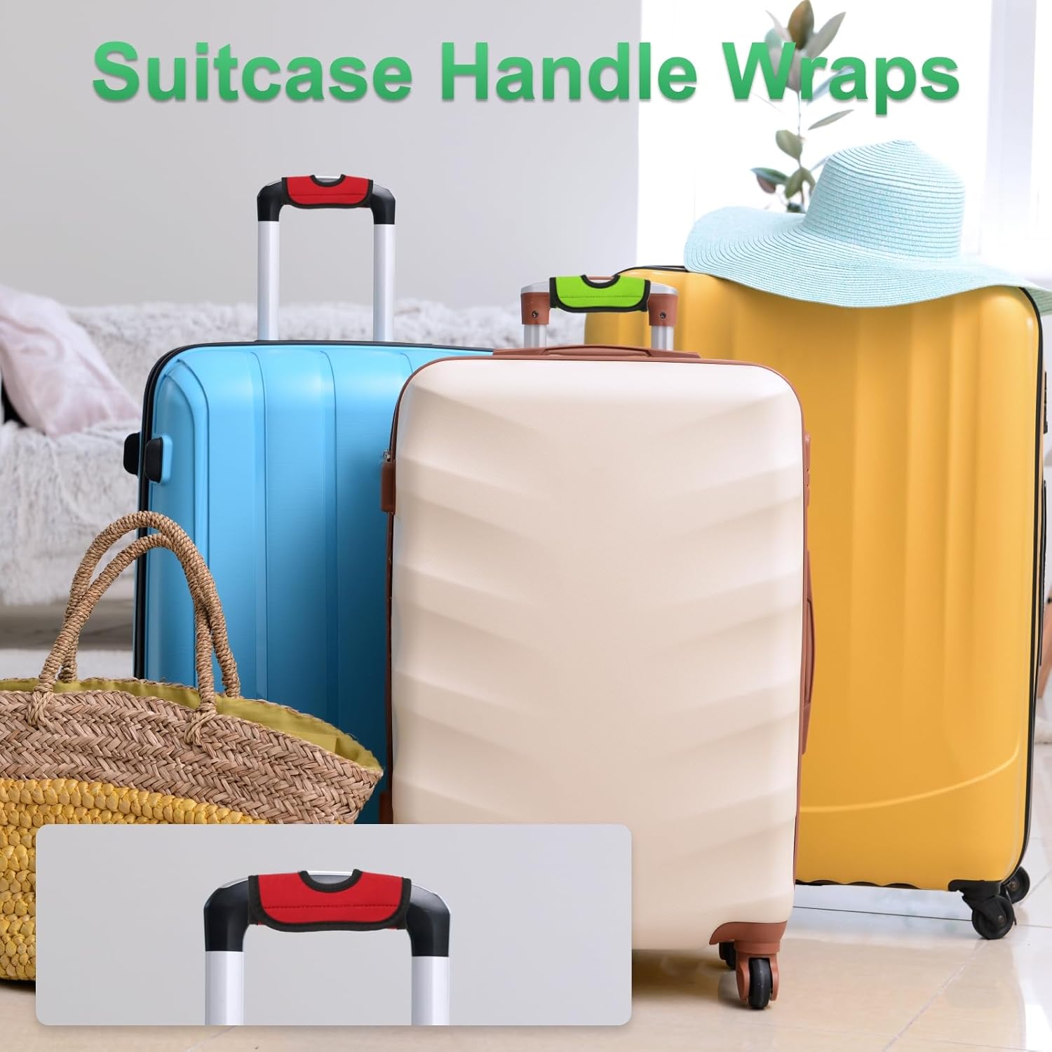 Luggage Handle Wrap, 2 Pcs Hollow Neoprene Handbag Grip Cover Protector Luggage Identifiers Suitcase Handle Wraps for Luggage Suitcase Travel Bags, Black — image 5