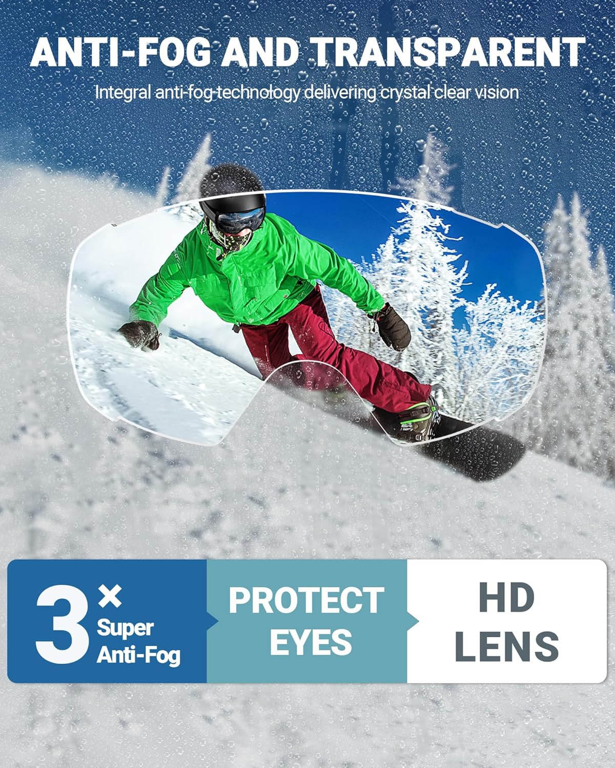 OutdoorMaster Ski Goggles with Cover Snowboard Snow Goggles OTG Anti-Fog -100% UV Protection-OM-18 โ image 5