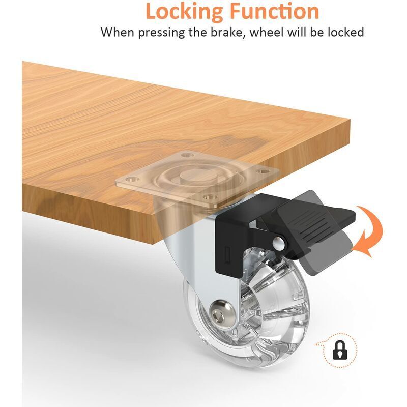 4 pcs Set Furniture Casters With Brakes, 360° Swivel Casters, Up To 600Kg, No Marks On The Floor, Screws Included — image 4