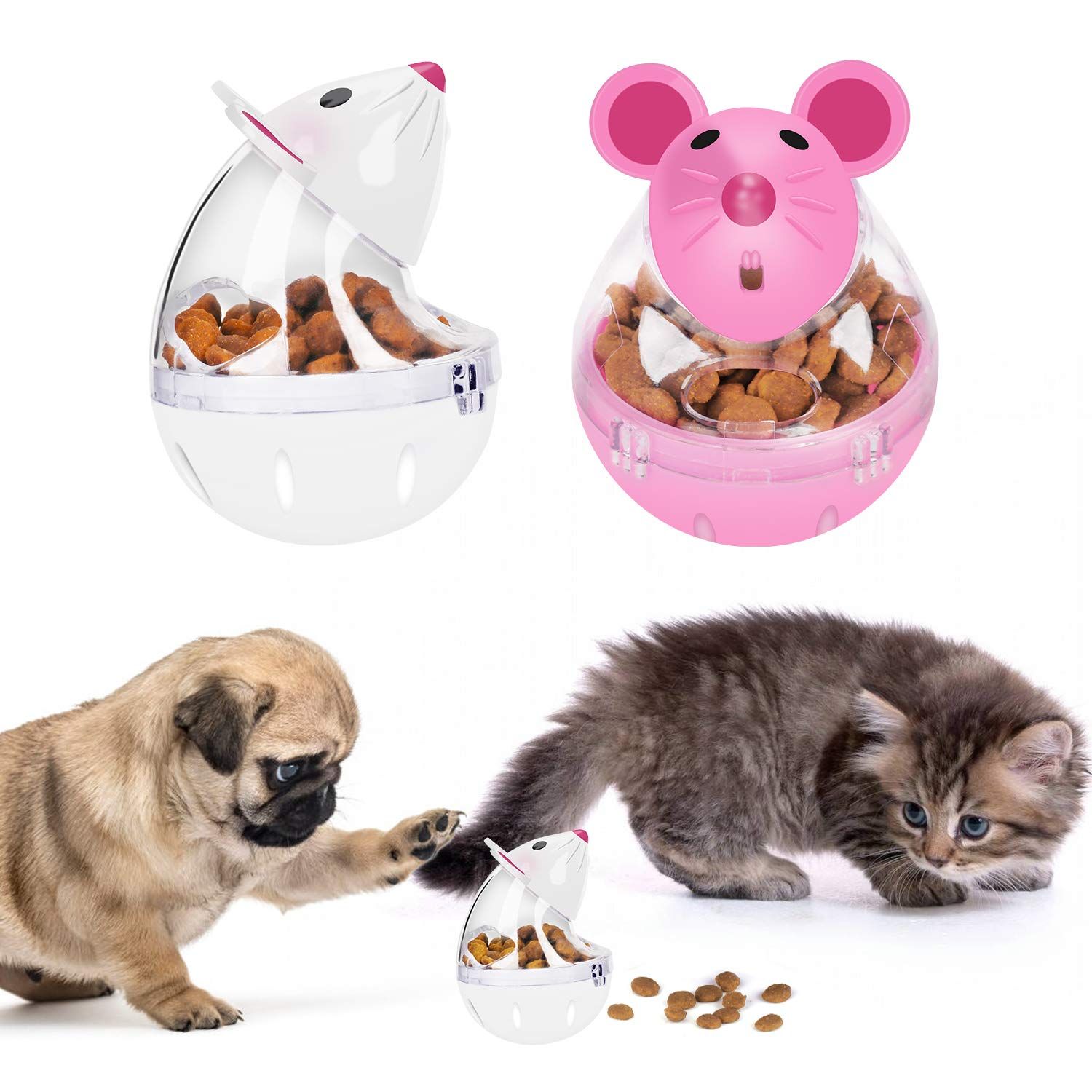 2 pcs Cat Food Ball Slow Feed Mice Tumbler Shaped Pet Treat Ball Cat Food Toy Ball Pet Food Ball Cat Feeder โ image 2
