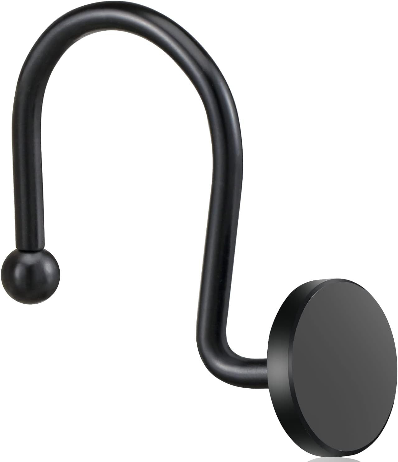 12 Piece Stainless Steel S Shaped Shower Curtain Hooks Black — image 2