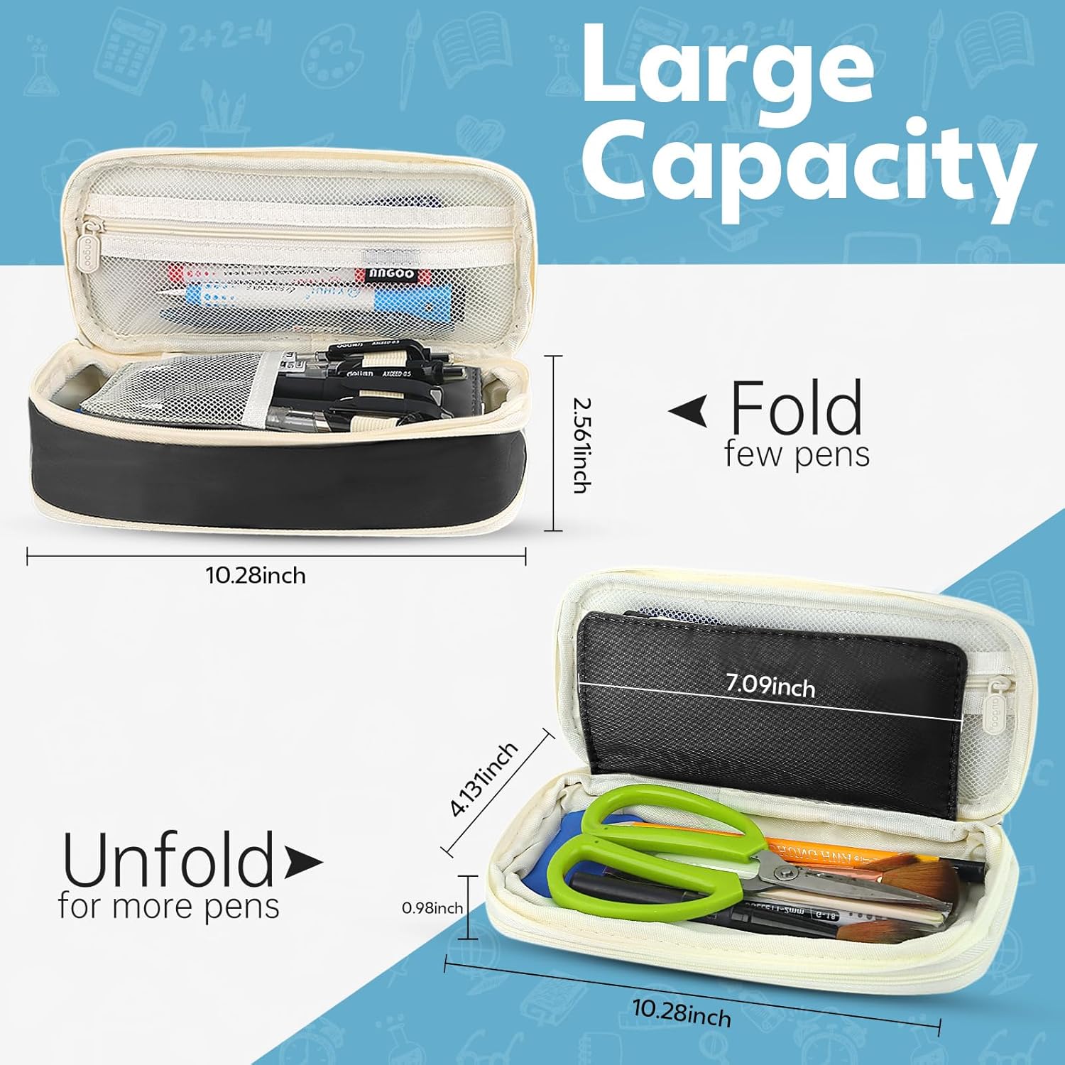 Pencil Case, Large Capacity Aesthetic Pen Cases with Durable Zipper, Big Stationery Pencil Pouch for Women & Men — image 2
