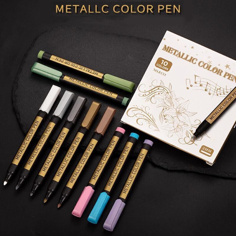 10Pcs/Set Waterproof Paint Pens for Art on Metal Glass & Rock — image 5