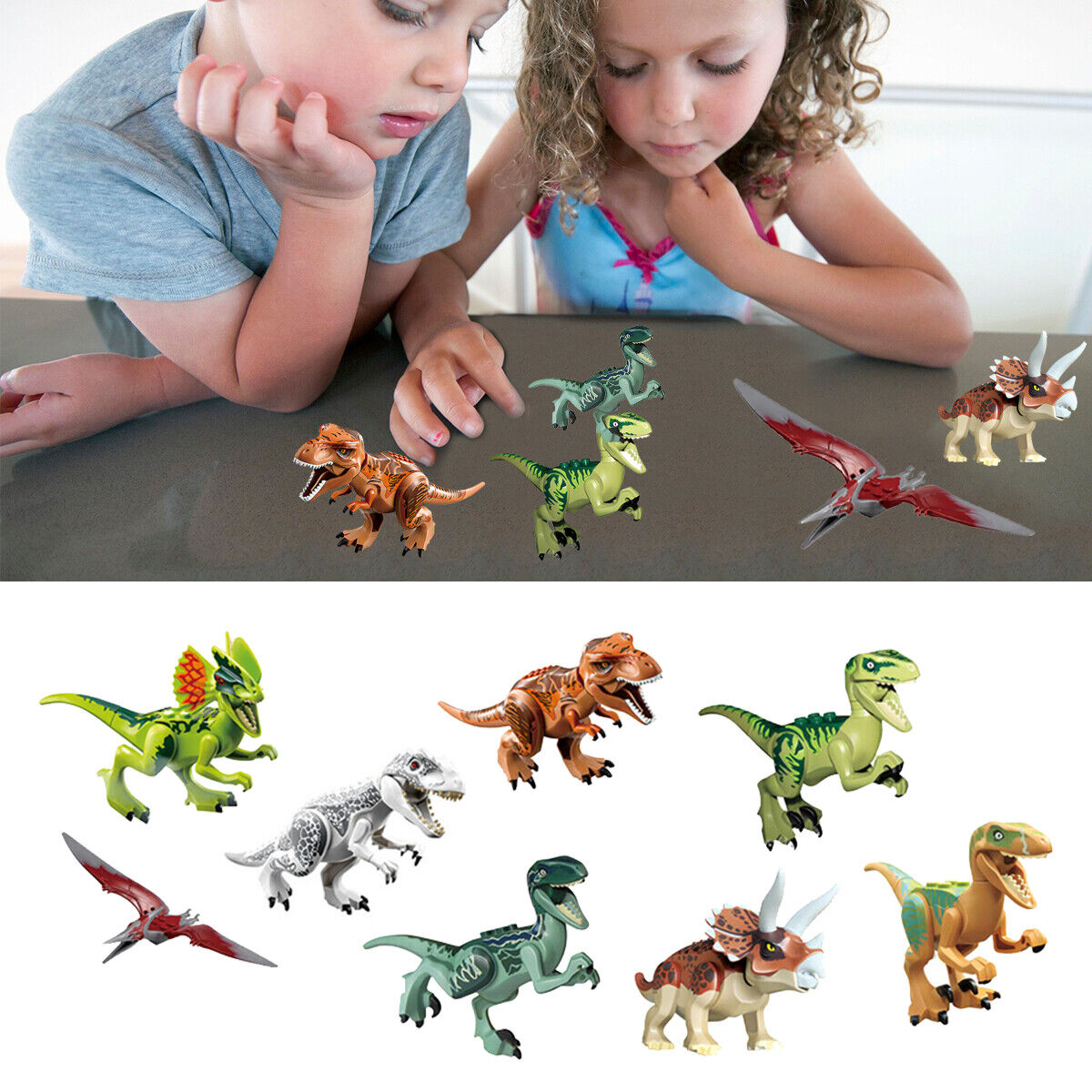 8x Jurassic World Dinosaur Figures Building Toys Blocks Best Kids Gift Multicolored h multicolored — image 5